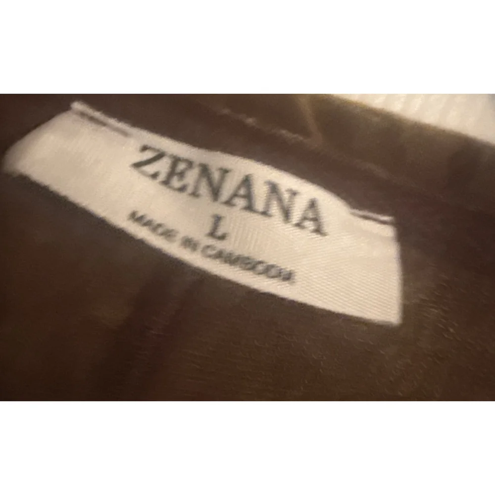 Women's ZENANA Brown Long Sleeve Henley Tee L - Picture 3 of 3